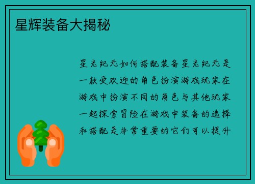 星辉装备大揭秘